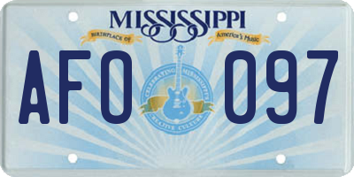 MS license plate AFO097