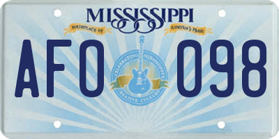 MS license plate AFO098