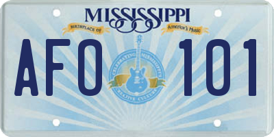 MS license plate AFO101
