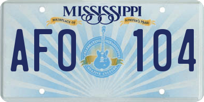 MS license plate AFO104