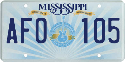 MS license plate AFO105