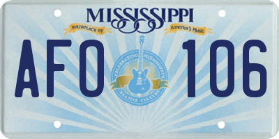 MS license plate AFO106