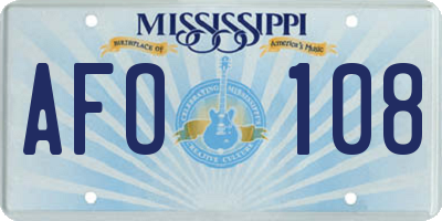 MS license plate AFO108