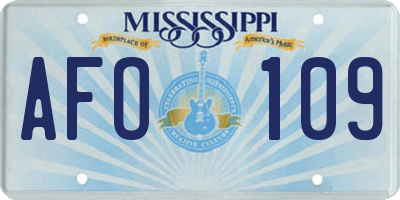 MS license plate AFO109