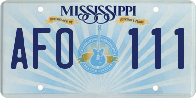 MS license plate AFO111