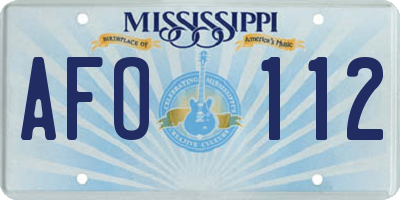 MS license plate AFO112