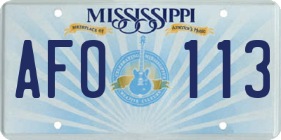 MS license plate AFO113