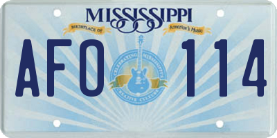MS license plate AFO114