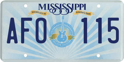 MS license plate AFO115