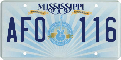 MS license plate AFO116