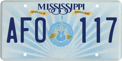 MS license plate AFO117
