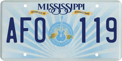 MS license plate AFO119
