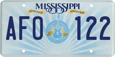 MS license plate AFO122