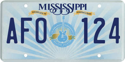 MS license plate AFO124
