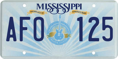 MS license plate AFO125