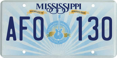 MS license plate AFO130
