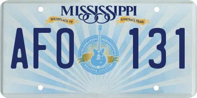MS license plate AFO131
