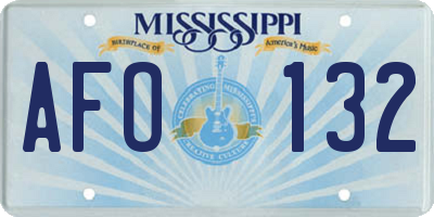 MS license plate AFO132