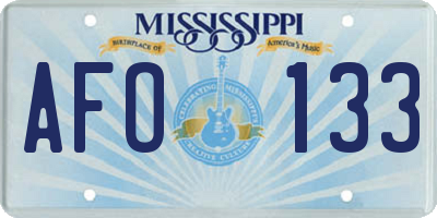 MS license plate AFO133