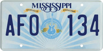 MS license plate AFO134