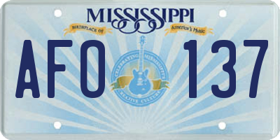 MS license plate AFO137
