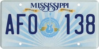 MS license plate AFO138