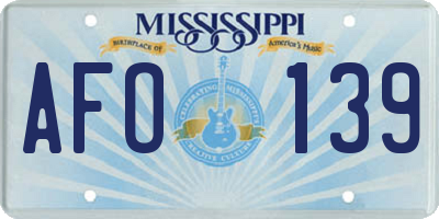 MS license plate AFO139