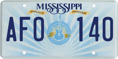 MS license plate AFO140