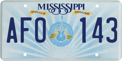 MS license plate AFO143