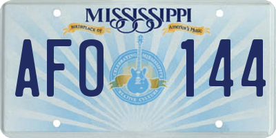 MS license plate AFO144