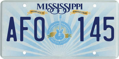 MS license plate AFO145
