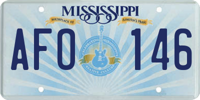 MS license plate AFO146