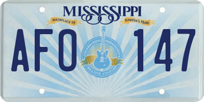 MS license plate AFO147