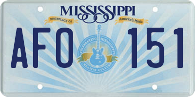 MS license plate AFO151