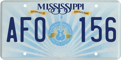 MS license plate AFO156