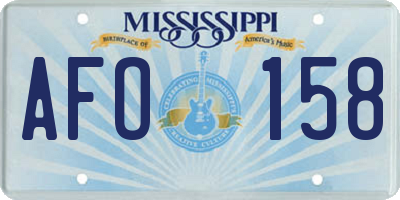 MS license plate AFO158