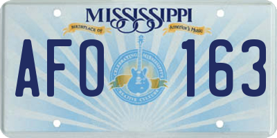 MS license plate AFO163