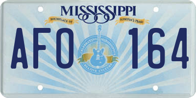 MS license plate AFO164