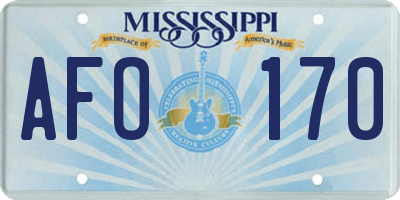 MS license plate AFO170