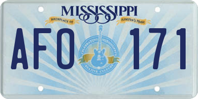 MS license plate AFO171