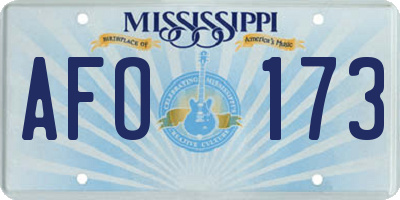 MS license plate AFO173