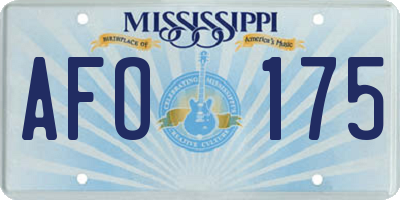MS license plate AFO175
