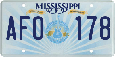 MS license plate AFO178