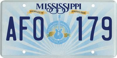MS license plate AFO179
