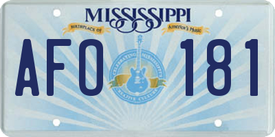 MS license plate AFO181