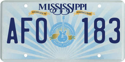 MS license plate AFO183