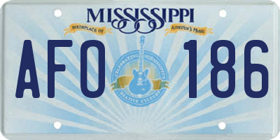 MS license plate AFO186