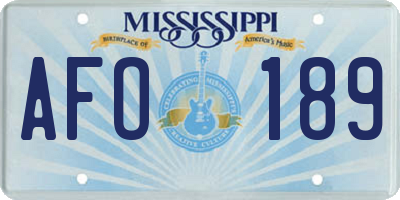 MS license plate AFO189