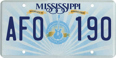 MS license plate AFO190