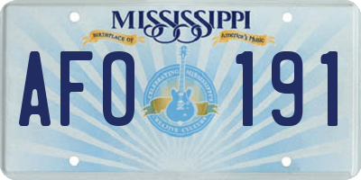 MS license plate AFO191